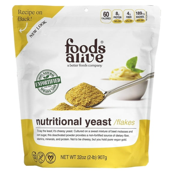 Foods Alive Nutritional Yeast Flakes, Unfortified, 2 lb (907 g)