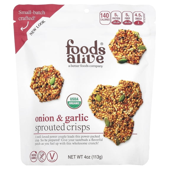 Foods Alive Onion Garlic Flax Crackers, 4 Oz