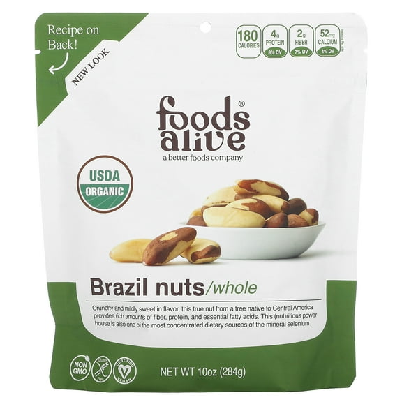 Foods Alive Organic Brazil Nuts, Whole, 10 oz (284 g)