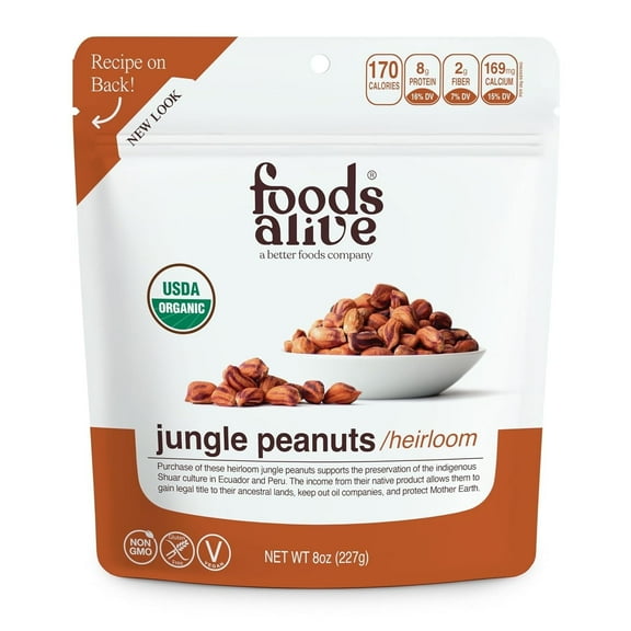 Foods Alive Organic Jungle Peanuts - Heirloom - 8 oz Pack of 4