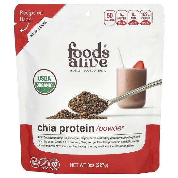 Foods Alive Vegan Chia Protein Powder, 5g Protein, 8.0 Oz