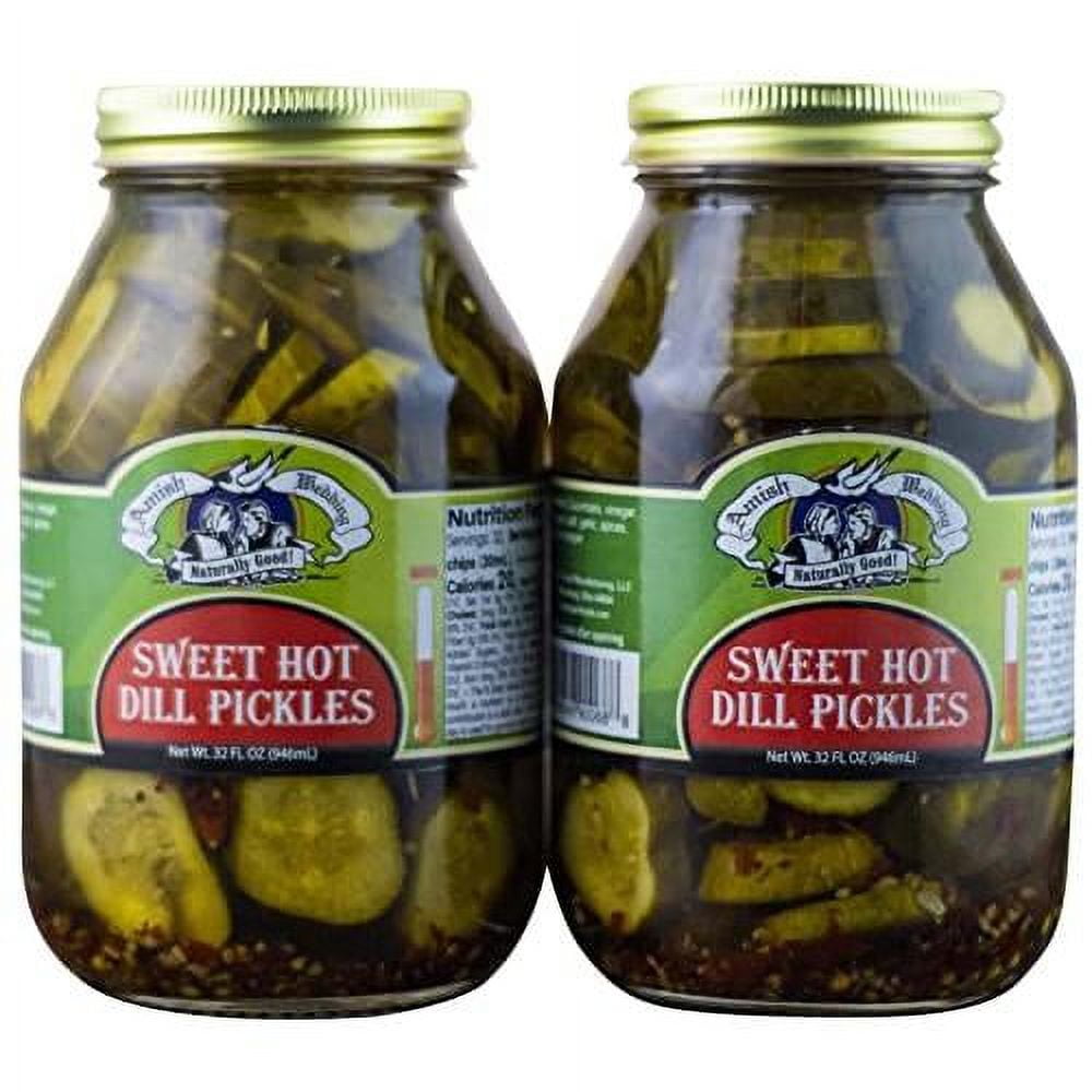 Foods Sweet & Hot Pickle Chips, 2Pack 32 Oz. Quart Jars (Sweet Hot