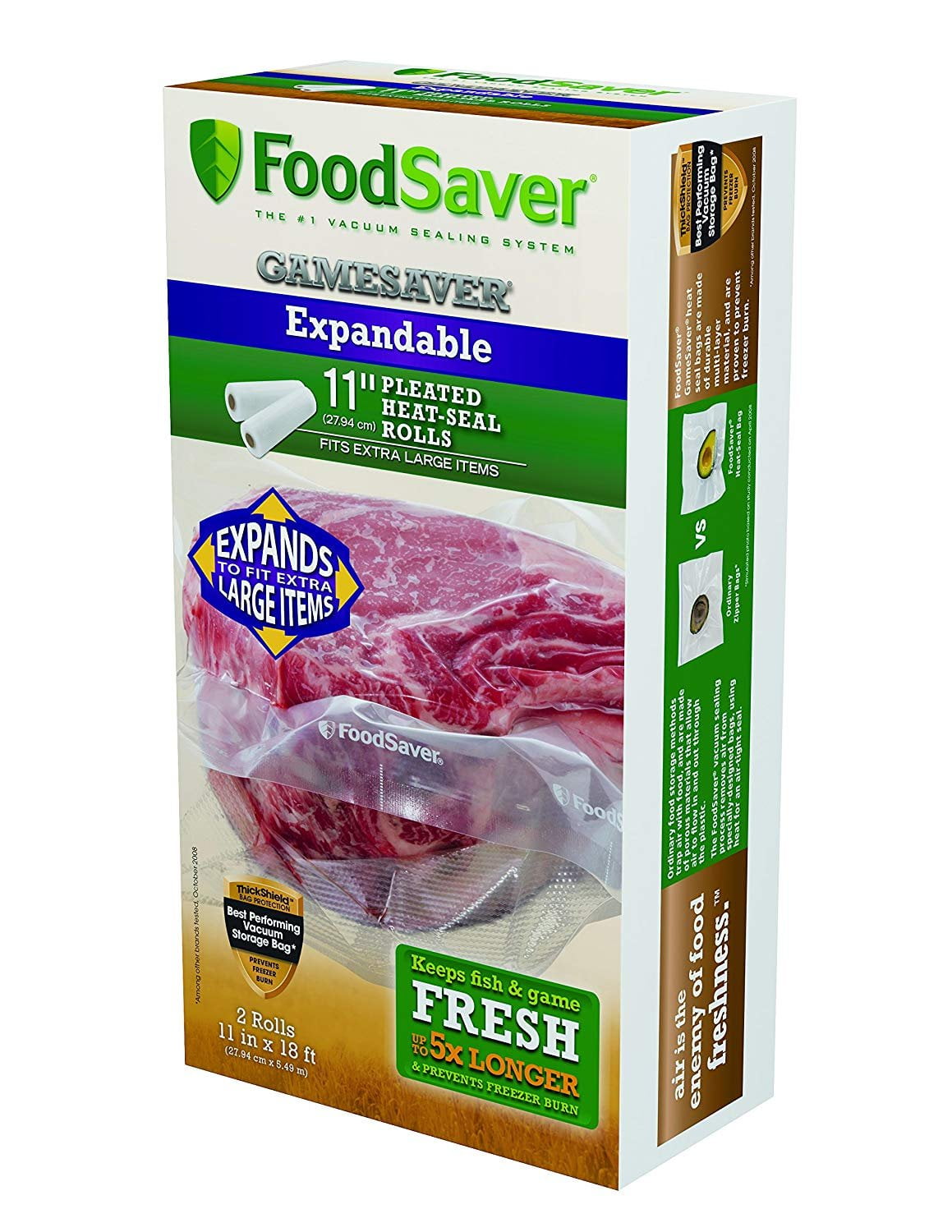 Foodsaver 11 x 18' GameSaver Expandable Vacuum Bag Rolls, 2-Pack