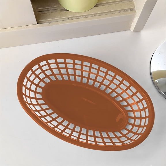 Foodservice Fast Food Baskets,Plastic Oval Food Serving Baskets,Grid Design Bread and Fruit Trays,Reusable PP Plastic Serving Baskets for Parties,Picnics,BBQs,Kitchen,Restaurant,Home Use