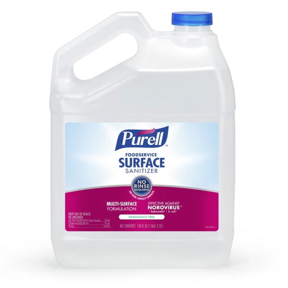 Foodservice Surface Sanitizer, Fragrance Free, 1 Gal Bottle | Bundle of 5 Each