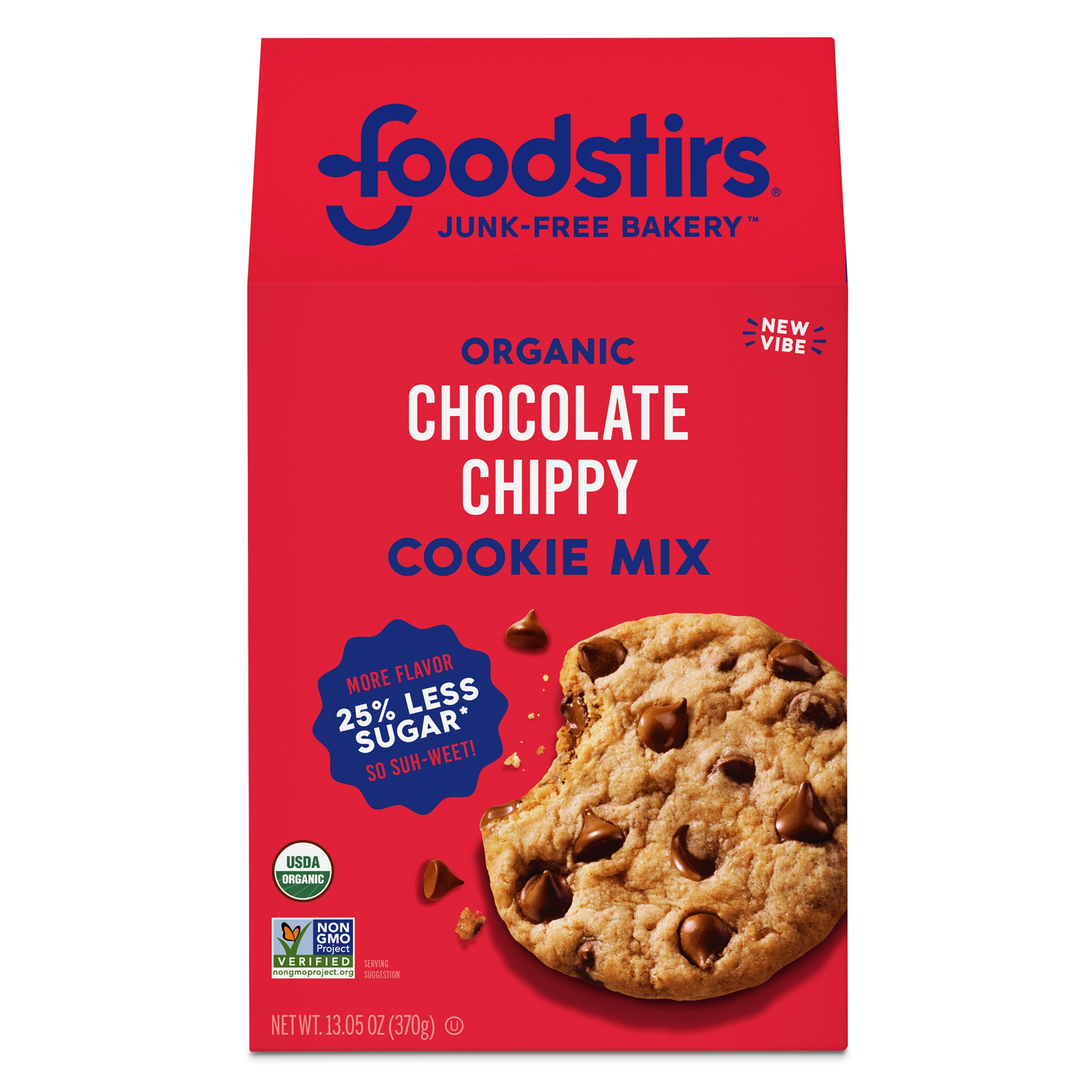 Foodstirs Junk-Free Bakery, Organic Chocolate Chippy Cookie Mix, 25% Less Sugar, Dairy Free, 13.05 oz