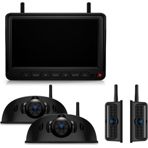 Fookoo 7'' Rv Backup Camera Wireless 2 Rear View + 2 Side Cameras, IR Night Vision, Wide Angle Recording Waterproof Compatible with Furrion Pre-Wired RV Truck Trailer