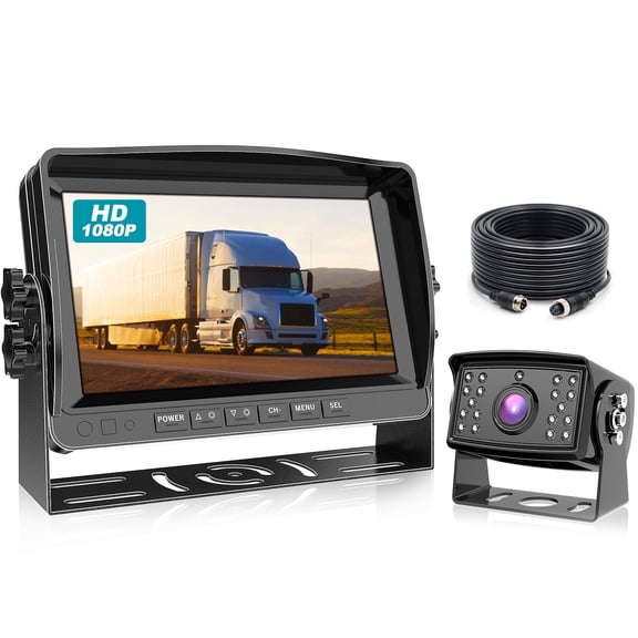 Fookoo HD 9" Backup Camera, 1080P Reversing Monitor+IP69 Waterproof Rear View Camera,Sharp CCD Chip Night Vision, 100% Not Wash Up,Truck/Trailer/Box Truck/RV (DY901-Wired)