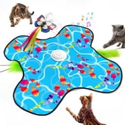 Foolala 3-in-1 Interactive Cat Toy for Indoor Cats, Automatic Hide & Seek Toy with Feather, Butterfly & Sound Modes, USB Rechargeable