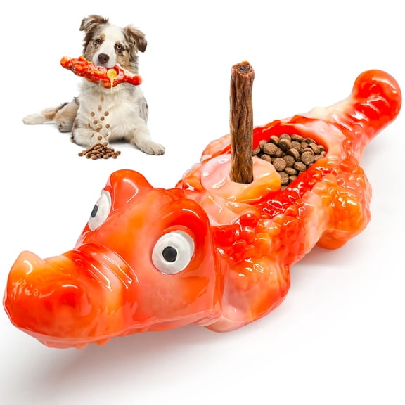 Foolala Dog Toys for Aggressive Chewers, Indestructible Nylon Crocodile Chew Toy Treat Dispensing for Large Medium Dogs Teeth Cleaning