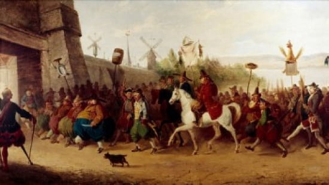 Fools Parade entering New Amsterdam William Heath (1795-1840 British) Canvas Art - William Heath (18 x 24)