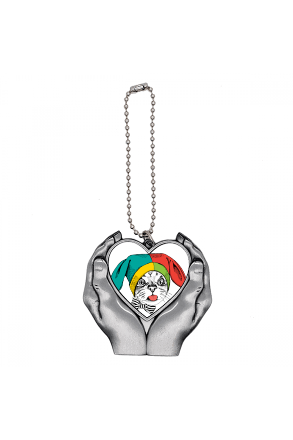 Foolscap I'm Fine Cat Protect Animal Car Keychain Heart Pendant Ornament Charm