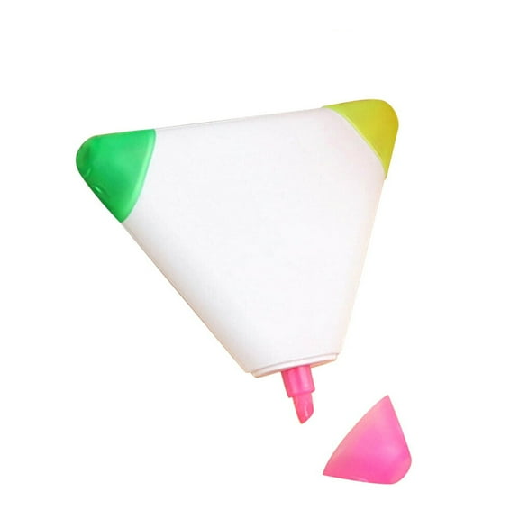 Foopr 3 Colors Highlighter Pen Fine Chisel Tip Yellow Green Pink Triangle Shaped Stylish Stationery 5ml