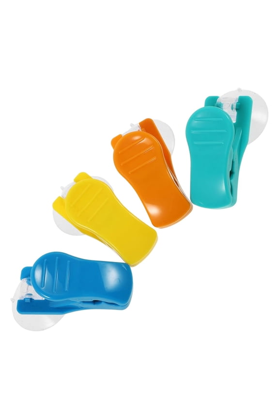 4pcs Suction Cup Clip Coat Hanger Washcloths Bathroom Towel Hangers Home Tea Towel Clips Tea Towel Holder Clips Bathroom Towel Clips Towel Holders Kitchen Towels Hangers Plastic