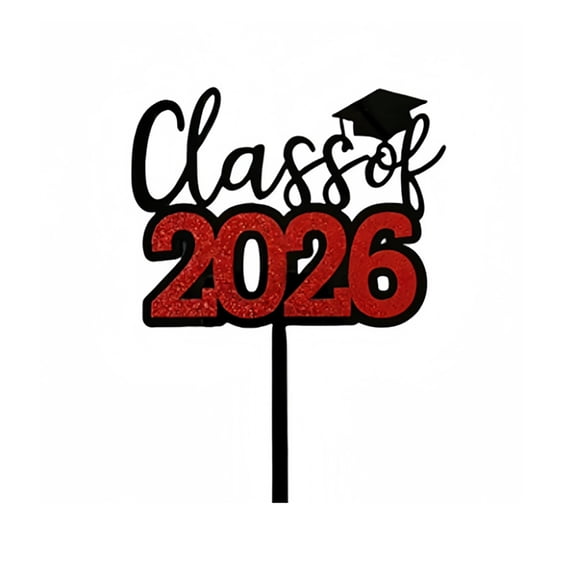 Foopr Class Of 2026 Graduation Cake Topper Red Glitter 2026 Grad Cap Cake Pick Graduation Party For High School College Graduation Party Congrats Grad Cake For 2026