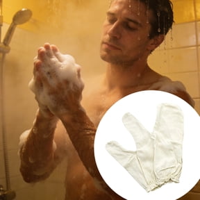 Foopr Exfoliating Dual Texture Bath Gloves for Shower, Spa, Massage and Body Scrubs, Dead Skin Cell Remover, Gloves with Hanging Loop (1 Pair Light)