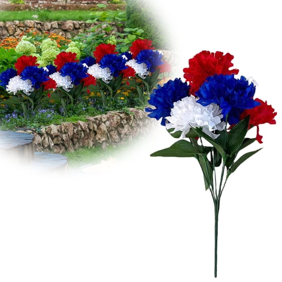 Foopr Flag Flower Patriotic Bouquet Suitable For Decoration On July 4th Memorial Day And Veterans Day | Plastic Flag Flower Arrangement Suitable For Home And Outdoor Use