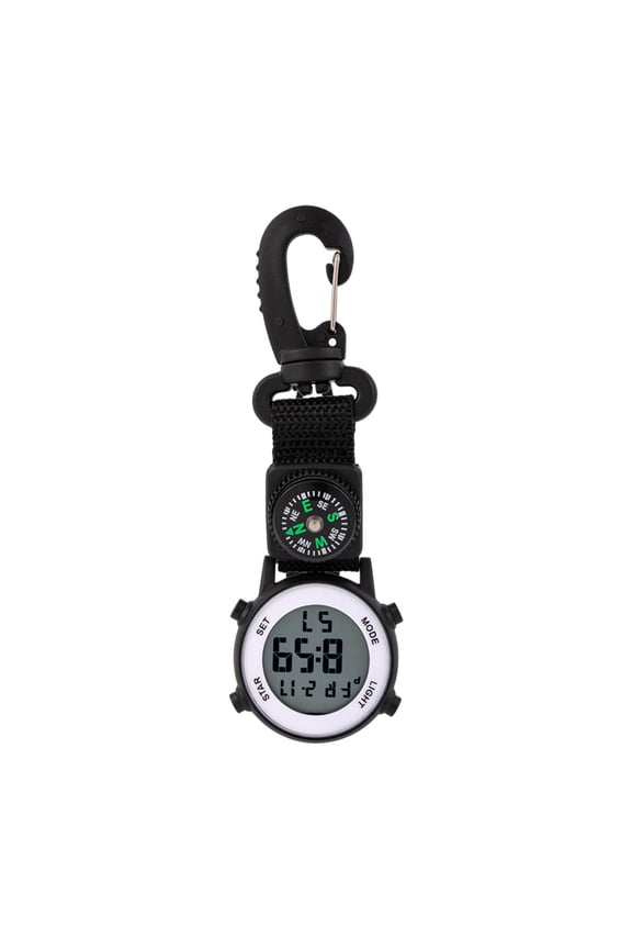 Function Wall Watch Outdoor Digital Clip Watch Watch Clip Fob Hiking Watch Black Nylon