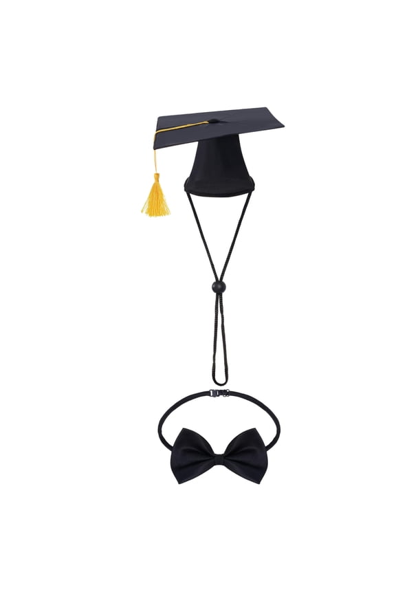 Pet Graduation Caps With Bow Tie Dog Graduation Hat With Yellow Tassel Pet Grad Accessory For Small Dogs Cats Outfit Dog Graduation Caps