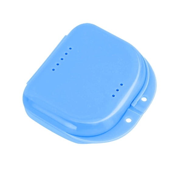 Foopr Retainer With Vent Holes Denture Mouthguard Container Mouthpiece Aligner With Hinged Lid Snaps For Travel Household