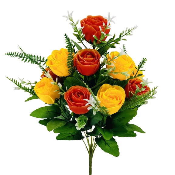 Foopr Sympathy Silks Cemetery Gravesite Red Lilies With White Daisies And Red Roses (1) Bouquet