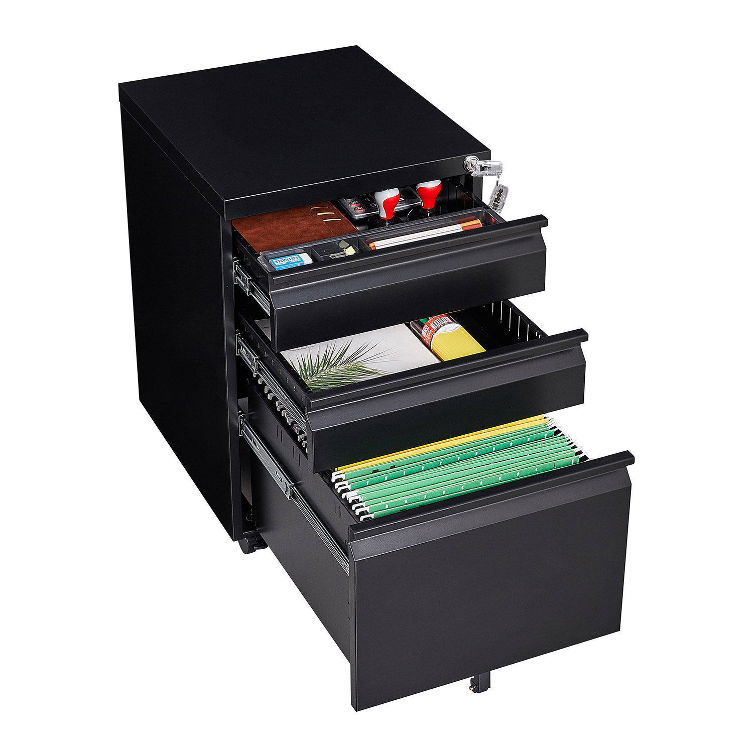 Foorsun 3 Drawer Mobile File with Lock, Under Desk Filing