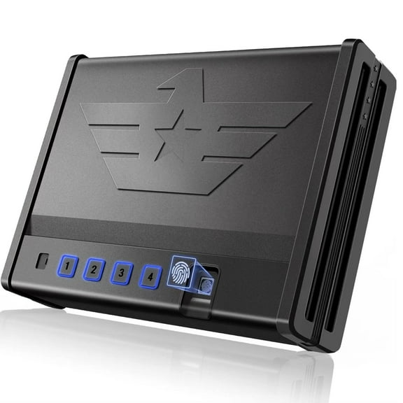 Foorsun Gun Safe, Pistol Safes for Handgun with 3 Ways Unlock, Fingerprint Quick Access Pistol Safe for Car Nightstand Living Room, Fingerprint Digital Key