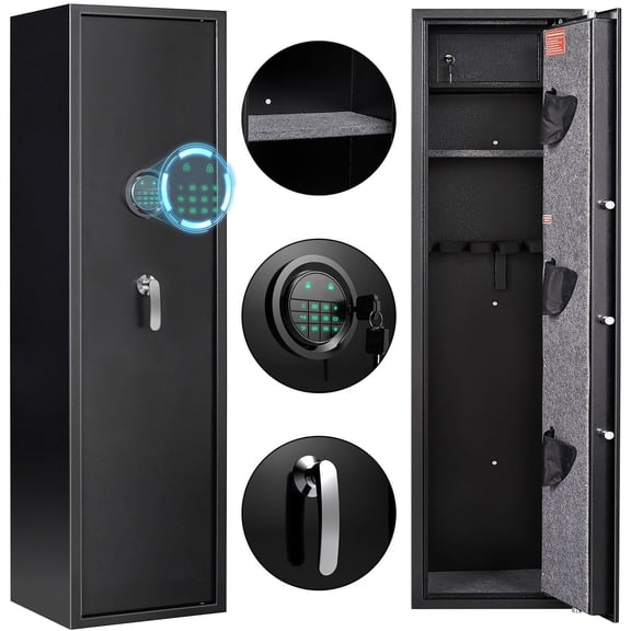 Foorsun Gun Safe, Gun Safe for Rifles and Pistols, Large Rifle Safes for home, Quick Access Digital Gun Safes & Cabinets, Gun Safes with Removable Shelf