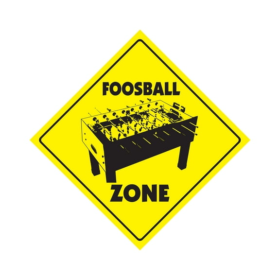 Foosball Crossing Sign Zone Xing | Indoor/Outdoor | 14" Tall game room table soccer player play team recreation room