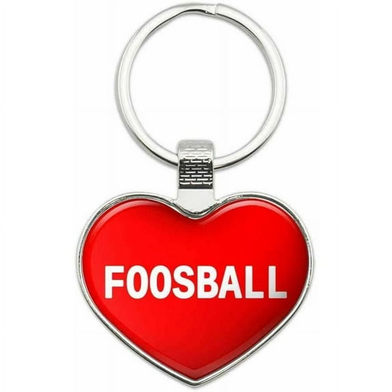 Foosball - I Love Sports Hobbies Metal Heart Keychain Key Chain Ring, Red