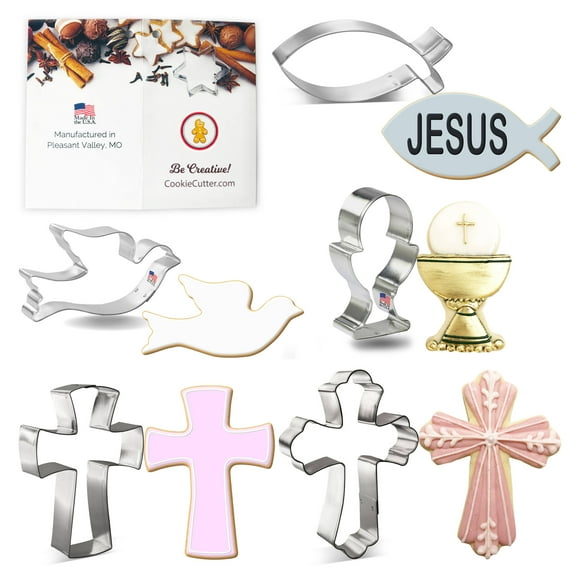 Foose Cookie Cutters Easter Communion Baptism Cookie Cutter 5 Pc Set 4 - 5 in, Tin Plate Steel, USA