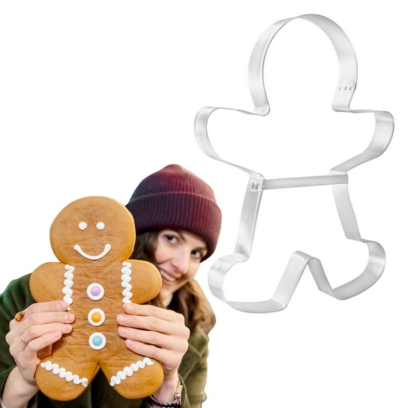 Foose Cookie Cutters Extra Large Gingerbread Man with Brace Cookie Cutter 8.5 in, Hand Made in USA
