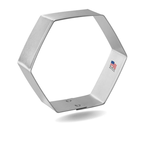 Foose Cookie Cutters Hexagon Cookie Cutter 3 in Metal Shapes Made in USA, Silver
