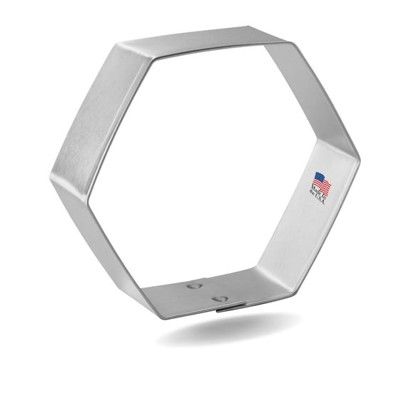 Foose Cookie Cutters Hexagon Cookie Cutter 3 in Metal Shapes Made in USA, Silver