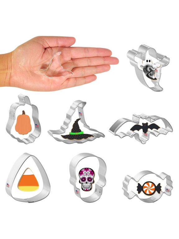 Cookie Cutters Mini Halloween Cookie Cutter 7 Piece Set Ghost 1.5 in, Tin Plated Steel, USA