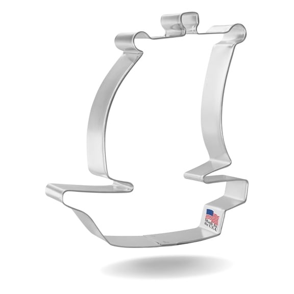 Foose Cookie Cutters Pirate Ship Cookie Cutter 4.75 in Metal Shapes Made in USA, Silver