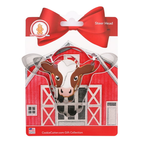 Foose Cookie Cutters Steer Head Cookie Cutter 3 Piece Cow Farm Set Hang Tag Cookie Recipe Card, USA