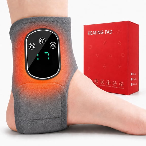 Foot and Ankle Massager, Foot Renew Triple Method Massager for Heel, Arch & Ankle Refresh, Adjustable Heat & Vibration Level, Portable and Easy to Use, Includes Extension Strap