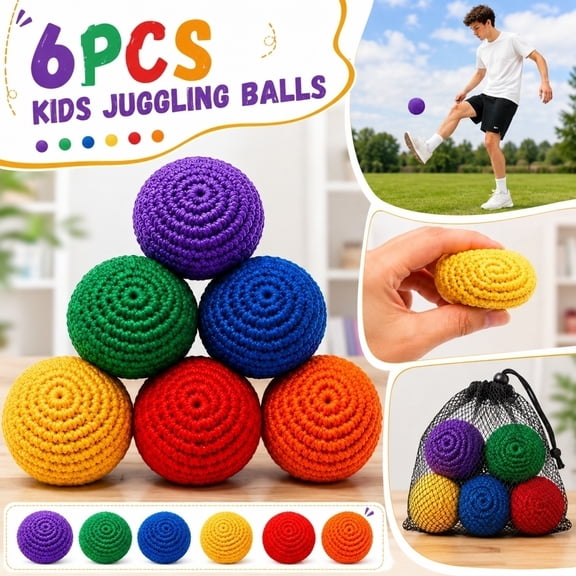 Foot Bags Hacky Sack Soft Balls for Student 6 Pack Multicolored Woven Set Backyard Games for Student Outdoor Party Games Beach Activities for Student Party Favors for Student