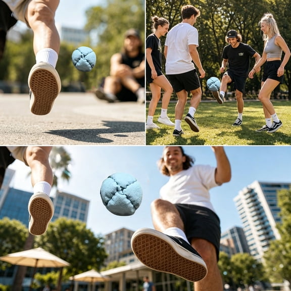 Foot Bags Hacky Sack, Soft Kick Ball, Skill Toys, Party Toys, 2.5 Inch Diameter Pastel Blue Plush Stuffed Sand Filled Tiny Plush Ball for Juggling Practice and Fun Gifting