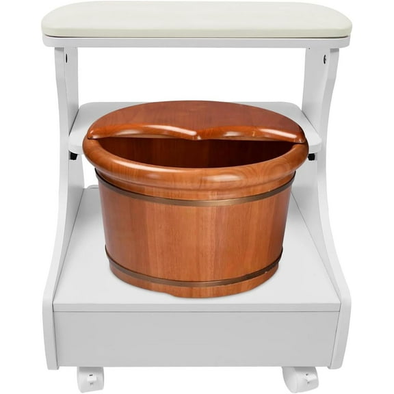Foot Bath Stool Foot Bath Trolley Foot Rest Pedicure Manicure Chair White