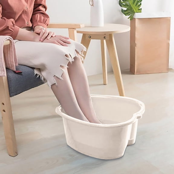 Foot Bath Tub, Soaking Spa Basin, Pedicure Massager, Dead Skin Remover at Home,Beige,37.5x33x15cm