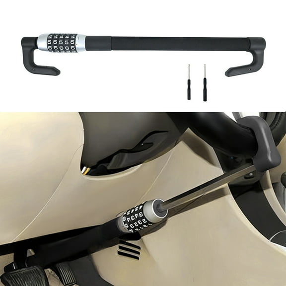 Foot Brake Pedal Lock Steering Wheel Lock, Anti Theft Car Device Brake Clutch Lock, Universal Car Lock Security Protection For Truck/Auto/SUV/Van/Heavy Duty Vehicle-black