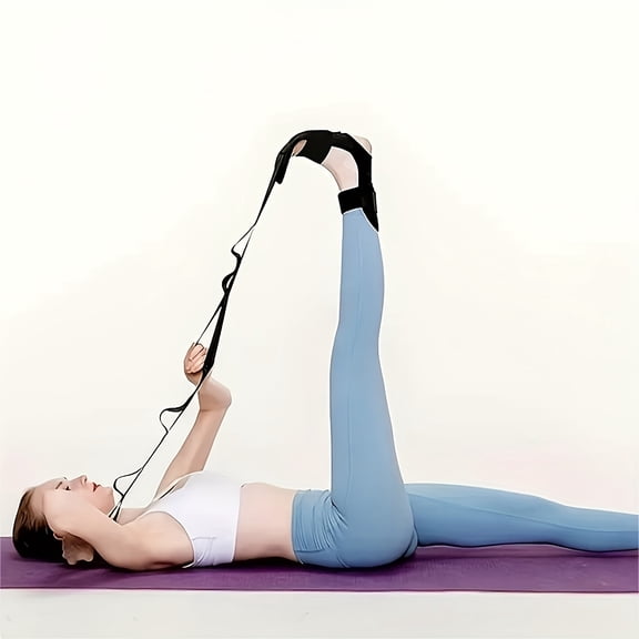 Foot and Calf Stretcher-Stretching Strap For Plantar Fasciitis, Heel Spurs, Foot Drop, Achilles Tendonitis & Hamstring. Yoga Foot & Leg Stretch Strap.