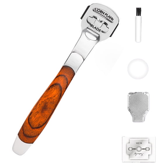 Foot Care Pedicure Callus Shaver Hard Skin Remover Wood Handle 10 Blades