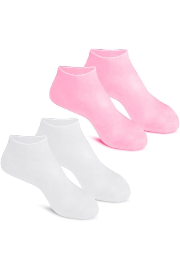 Foot Care Socks 2 Pairs Silicone Socks for Dry Cracked Feet Gel Sleeping Fuzzy Socks Spa Socks for Women Men Repairing Softening Dry Cracked Feet Skins