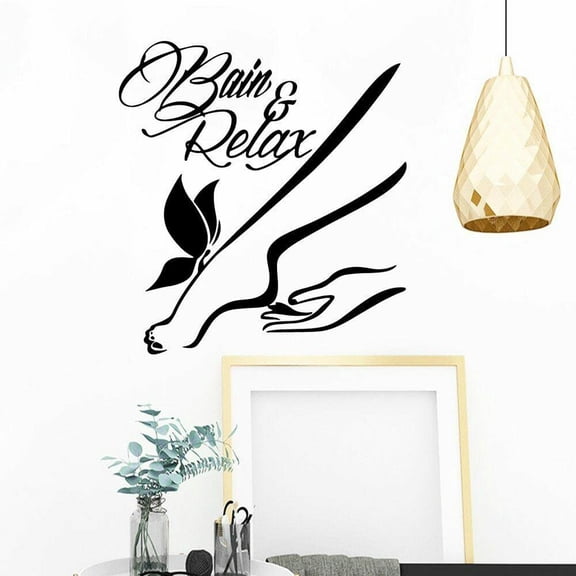 Foot Care Wall Stickers Relax Manicure Door Window Vinyl Decal Beauty Salon Spa Studio Interior Decor Waterproof Wallpaper 57x62cm