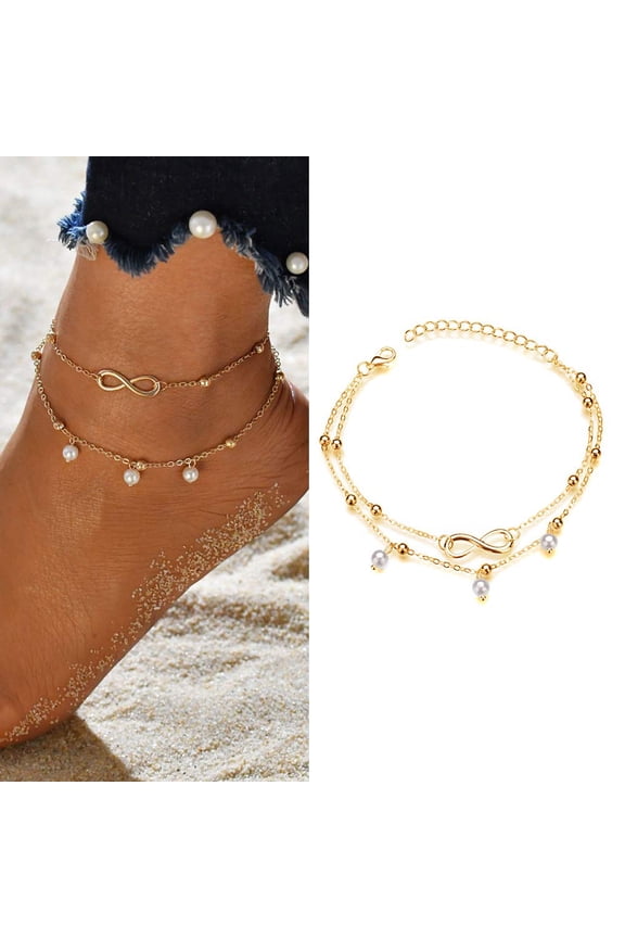 Foot Chain Boho Beach Jewelry Layer Anklet for Women Adjustable Anklet Gold