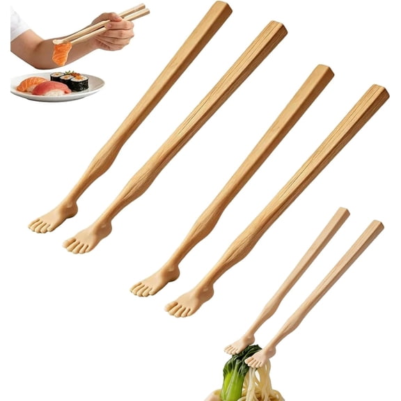 Foot Chopsticks with Straw, Toe-Shaped Chopstick, Soles of Feet Foot Pad Design Chopsticks, Funny 3D Printed Snack Chopsticks for Noodles, Novelty Gift for Gag, Easy-to-Use Chop Sticks (2pcs)