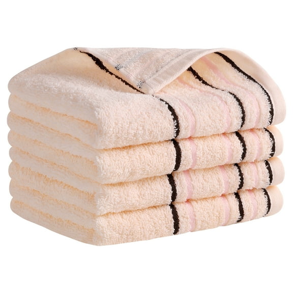 Unique Bargains Striped Pattern Absorbent Hand Towels Light Pink 4-Piece 13" x 27"